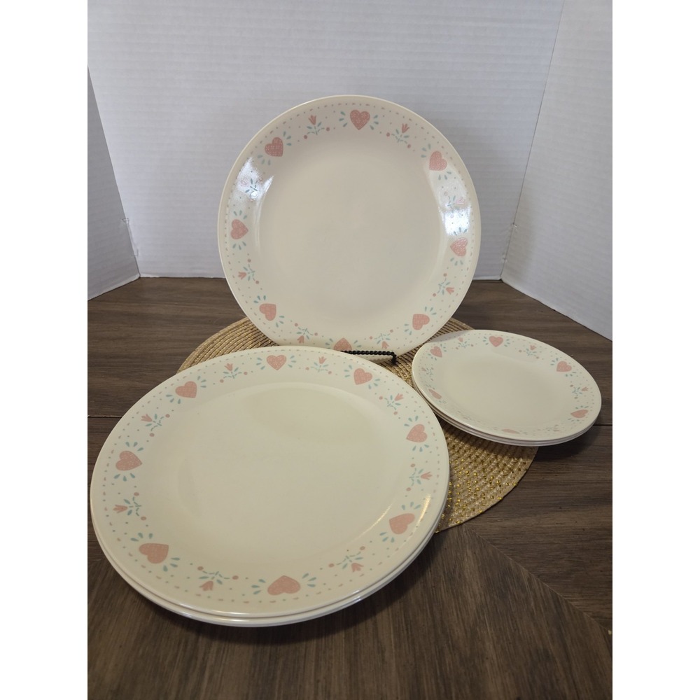 Corelle "Forever Yours" dinner plates Vintage Replacements Hearts And Floral